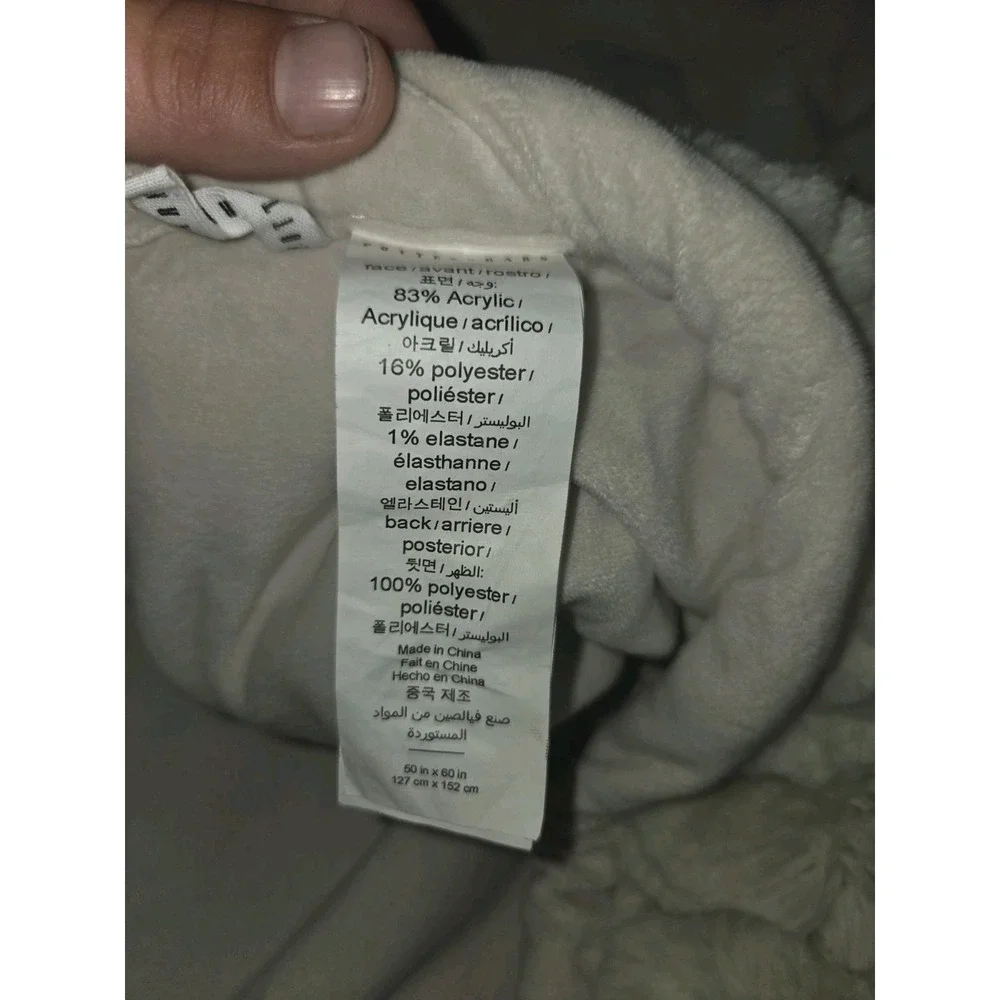 Pottery Barn Ruched Faux Fur Throw Blanket 50x60 White